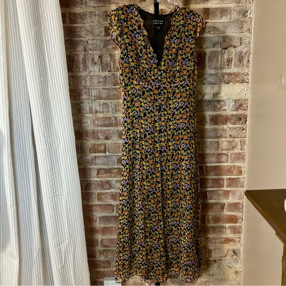Spenser Jeremy Floral and Butterfly Women's 100% Silk Maxi Dress. -Size 8 -DR05 - Picture 2 of 9